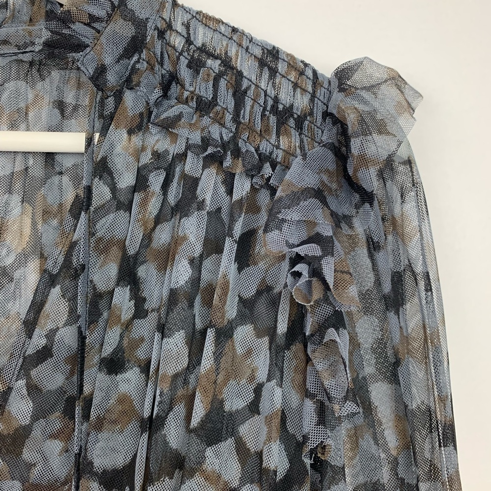 Free People Twyla Cropped Floral Top Gray Black Semi-Sheer Mesh XS Extra Small - Picture 4 of 12